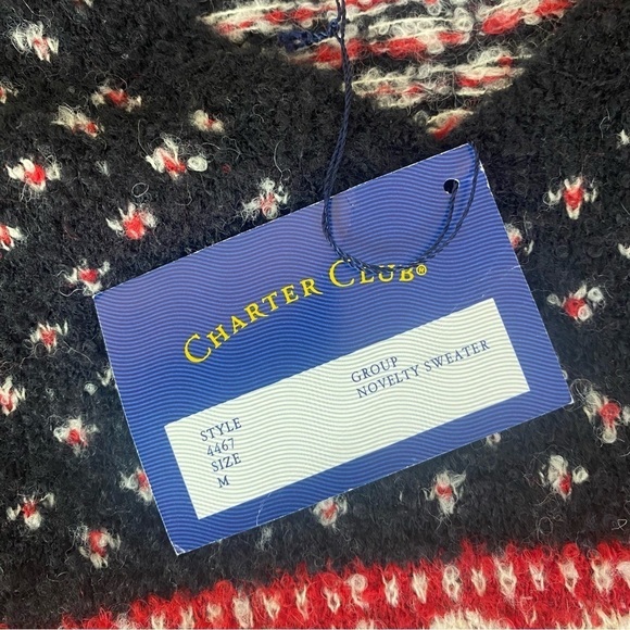 Charter Club Fair Isle Wool Blend V Neck Sweater Size M - Picture 6 of 8